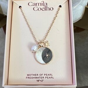Camila Coelho Gold color and Mother of Pearl Necklace with Pearl and Star Charm